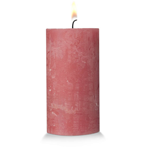 Blokker Rustieke Cilinderkaars - 7x13 cm - Roze