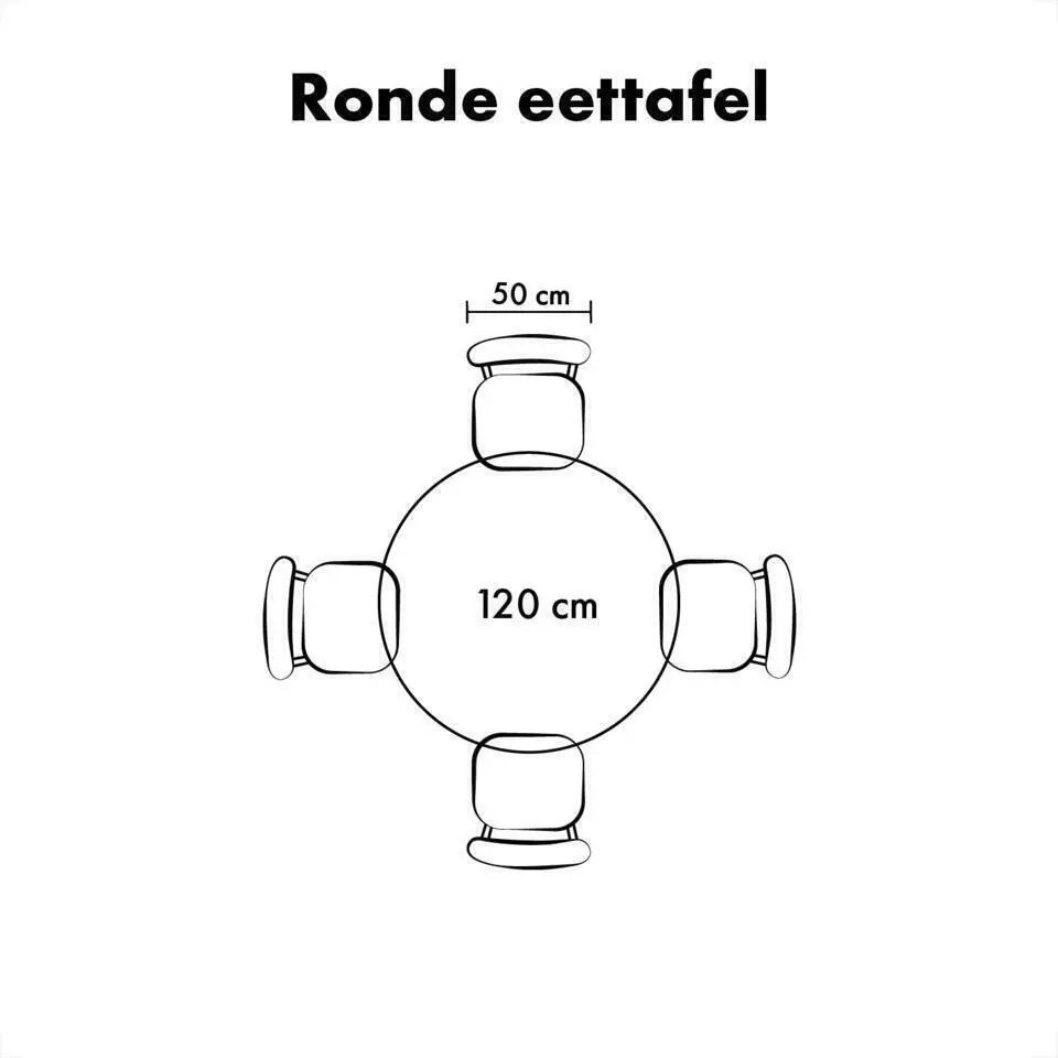 QUVIO Eettafel Sofia – Rond – Ø120 – Kruispoot – Naturel