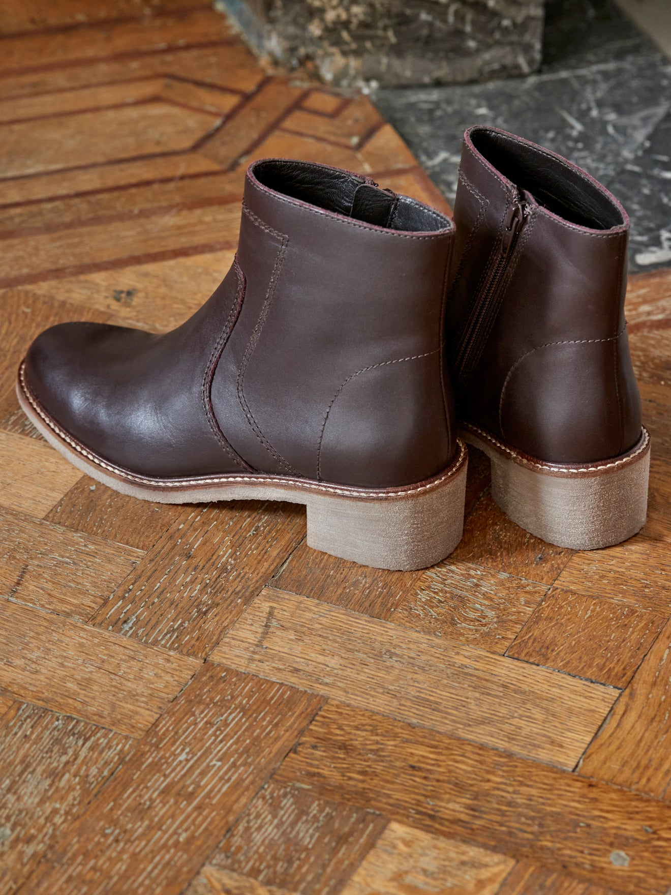 Boots cuir velours femme