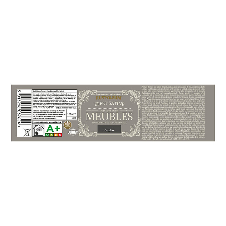 Peinture pour meubles Rust-Oleum graphite effet poudré satin 125ml