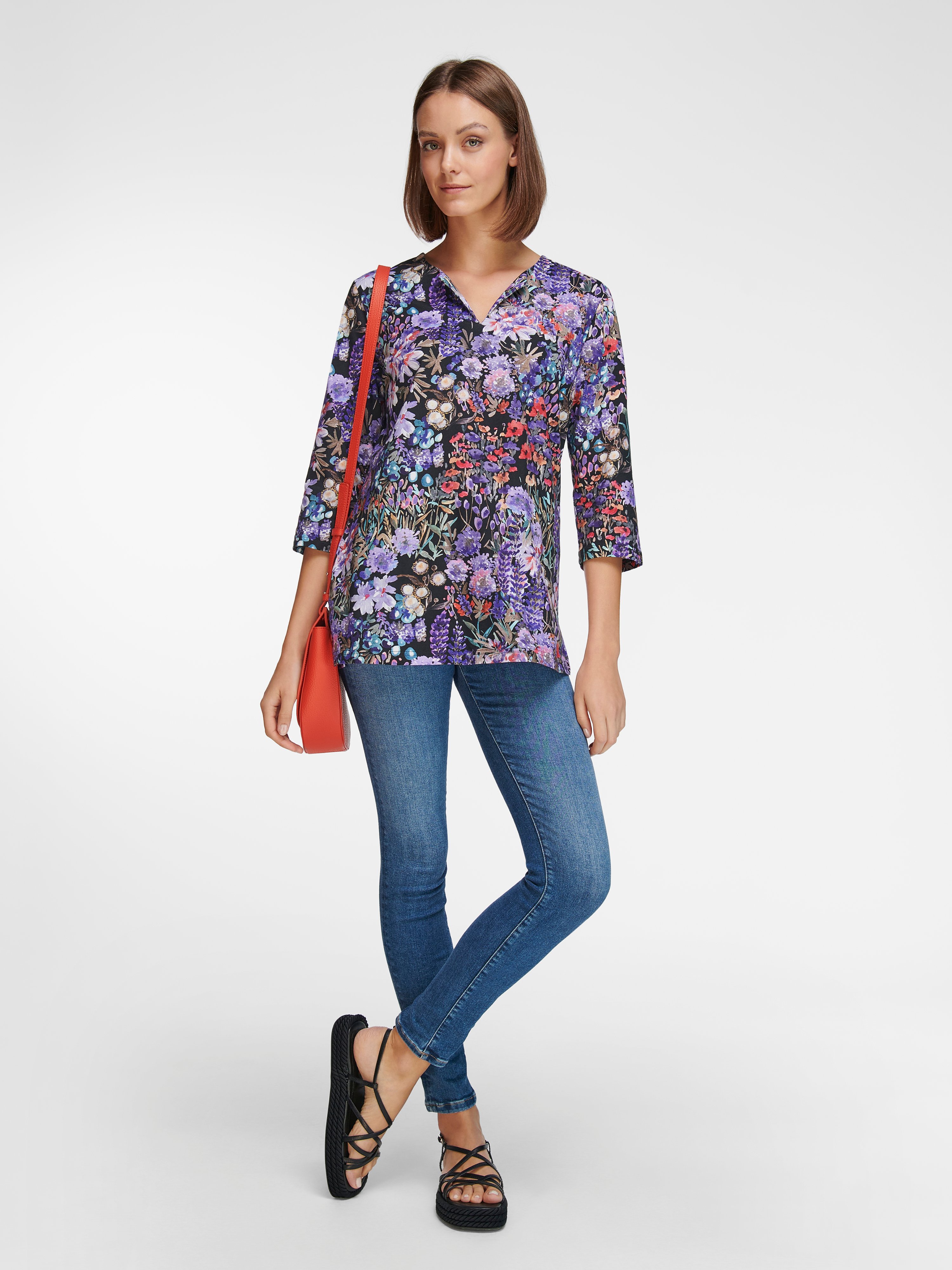 Splitneck-Shirt mit 3/4-Arm