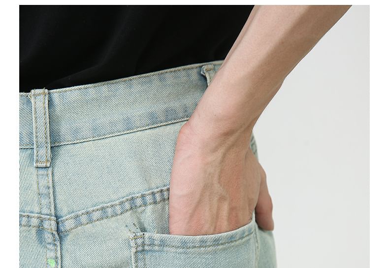 pinkdropper - Mid Rise Dotted Denim Shorts