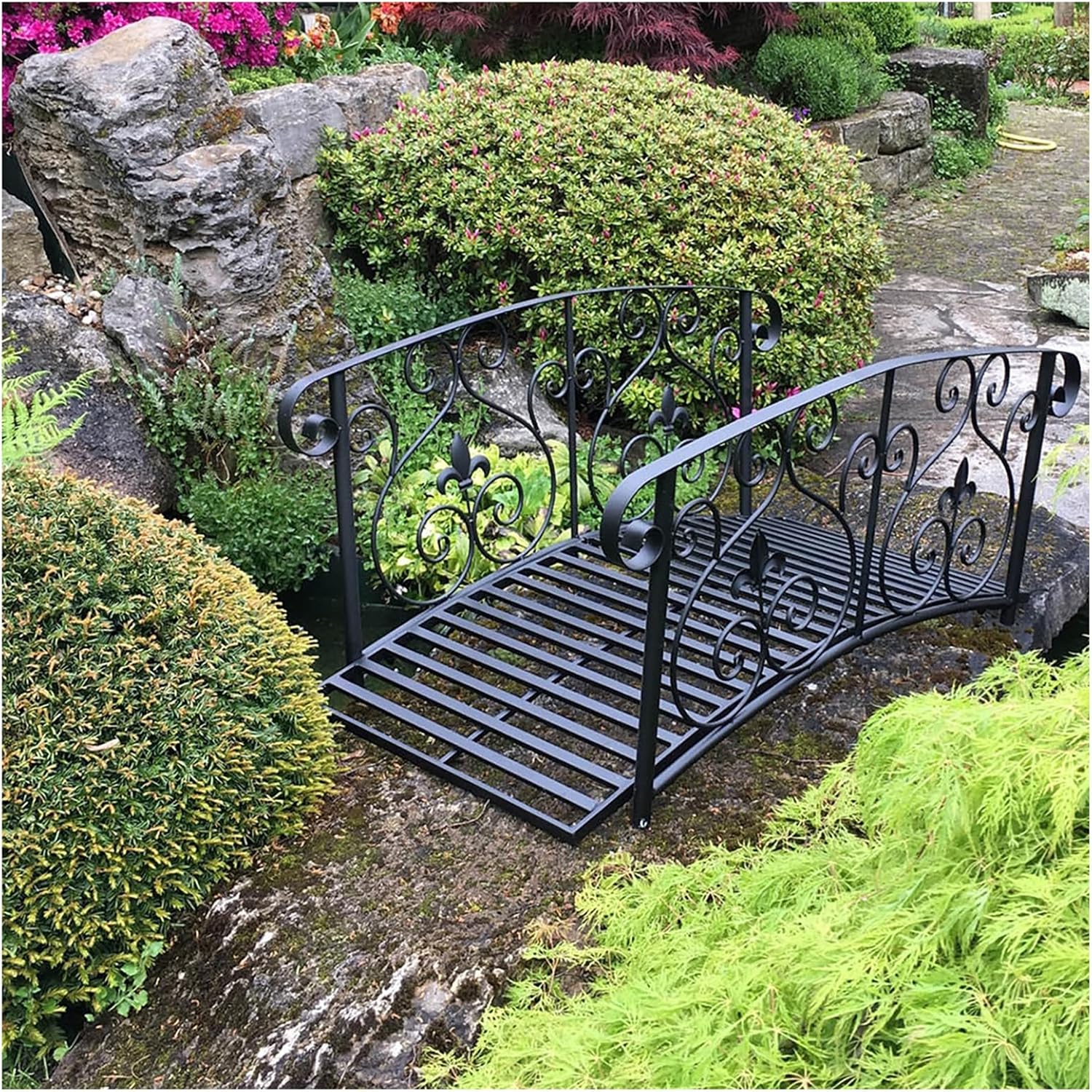 HTI living Gartenbrücke Metallbrücke Zierbrücke Teichbrücke