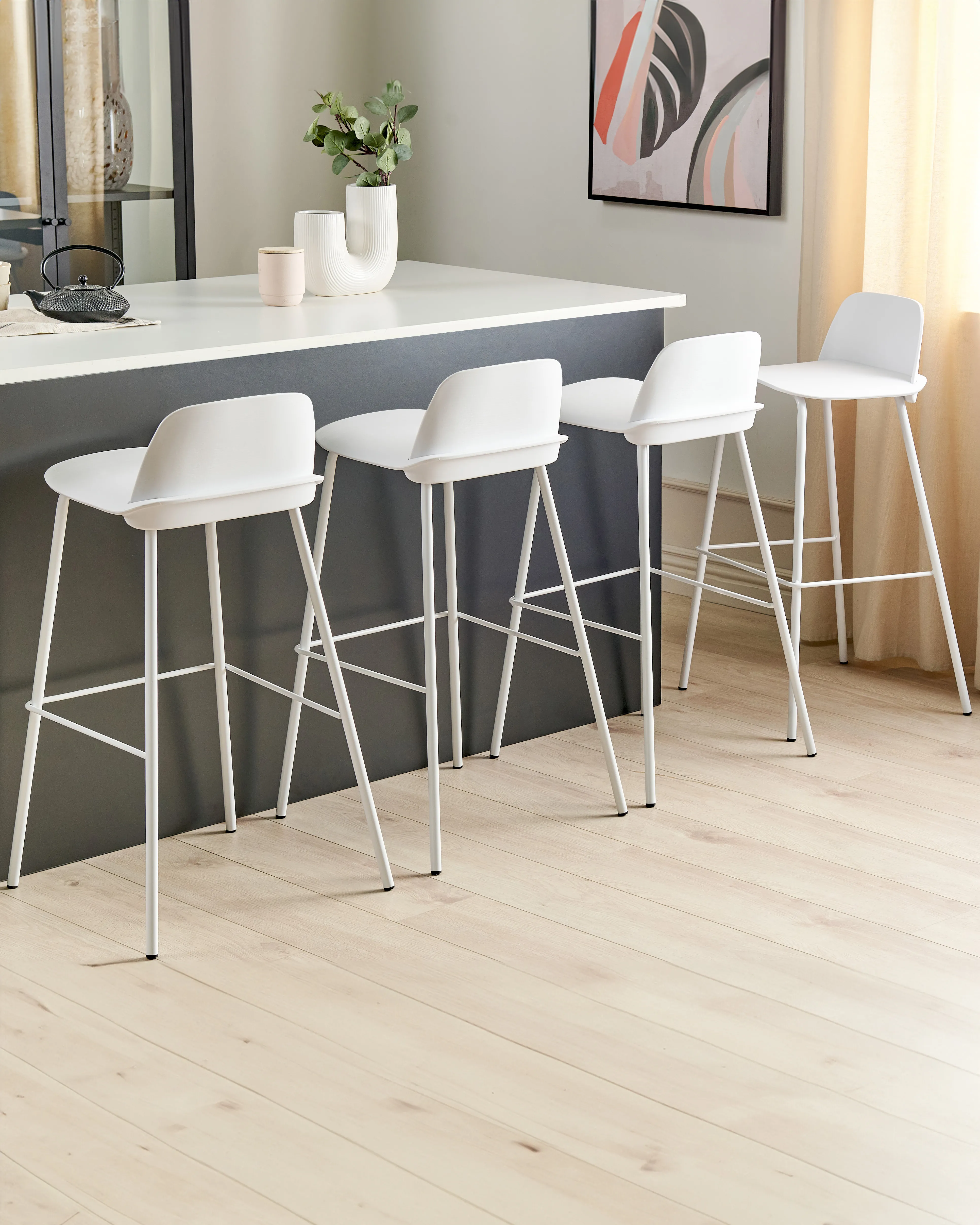 Set van 4 barstoelen MORA Wit
