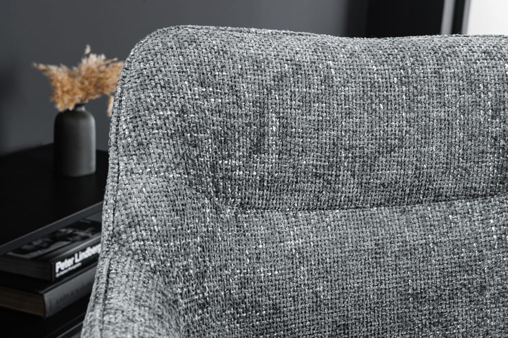 Riess Ambiente Drehbarer Stuhl Verona grau Strukturstoff mit Armlehne Metallbeine schwarz Esszimmerstuhl Küchenstuhl