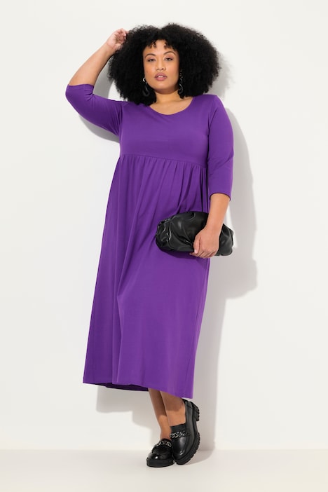 Jersey-Maxikleid, A-Linie, Rundhals, 3/4-Arm, Taschen