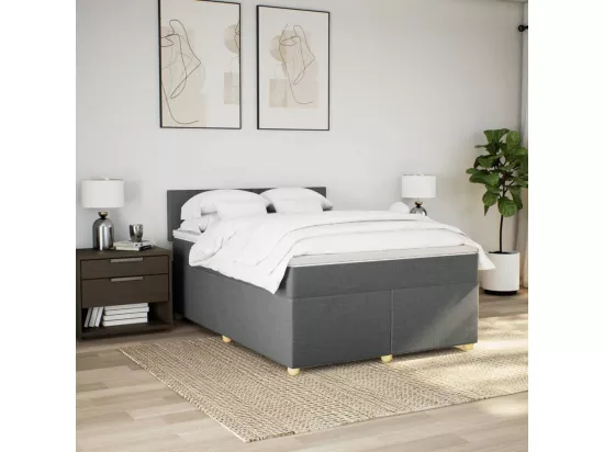 Sommier à lattes de lit avec matelas Gris foncé 160x200cm Tissu