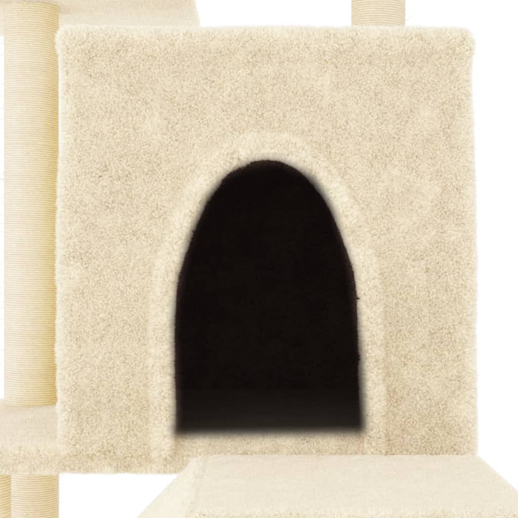 Arranhador para gatos vidaXL com postes de sisal, cor creme, 110,5 cm