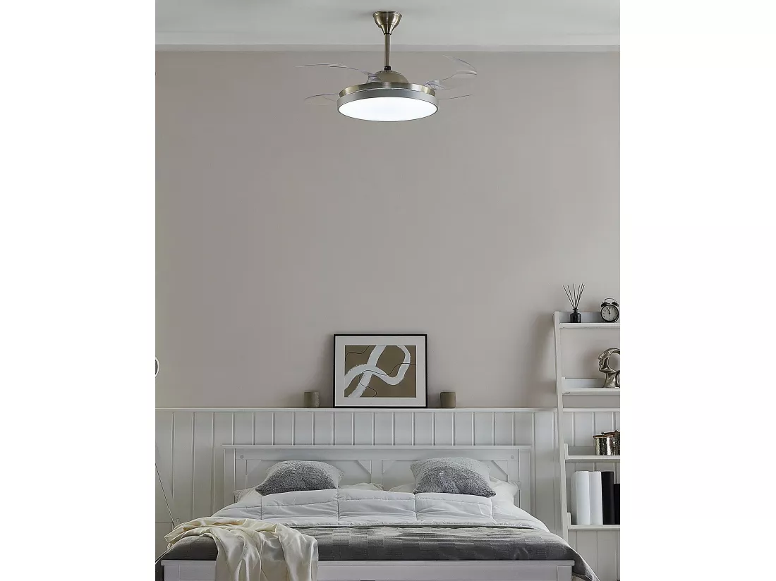 Ventilateur de plafond avec lampe IBAR Avec télécommande Transparent