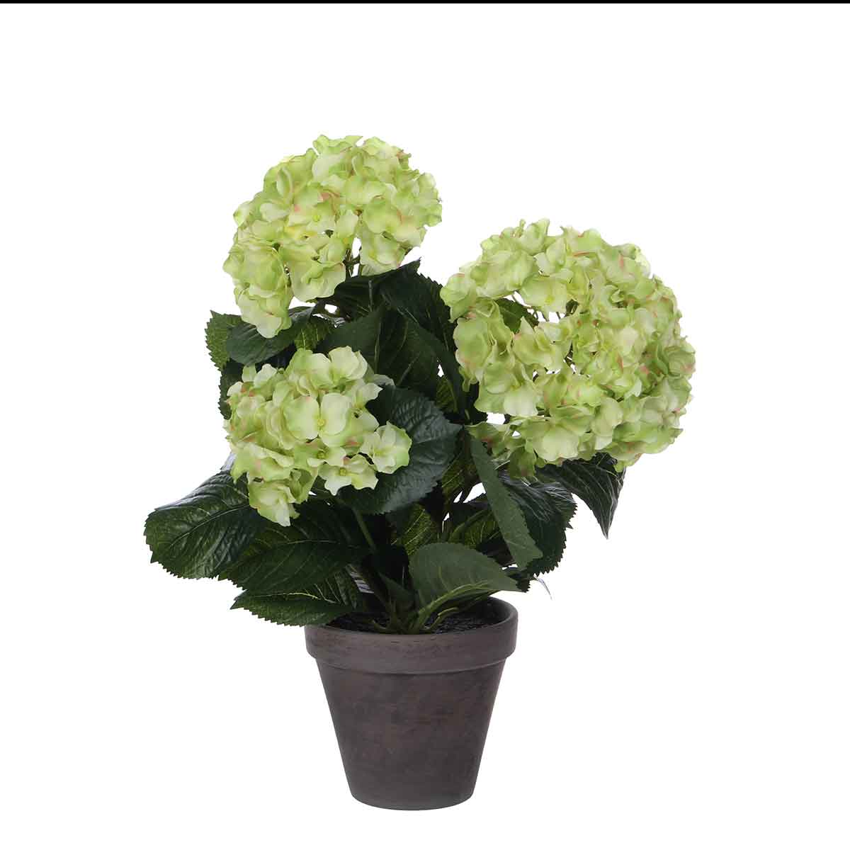 Hortensia artificielle vert en pot h40