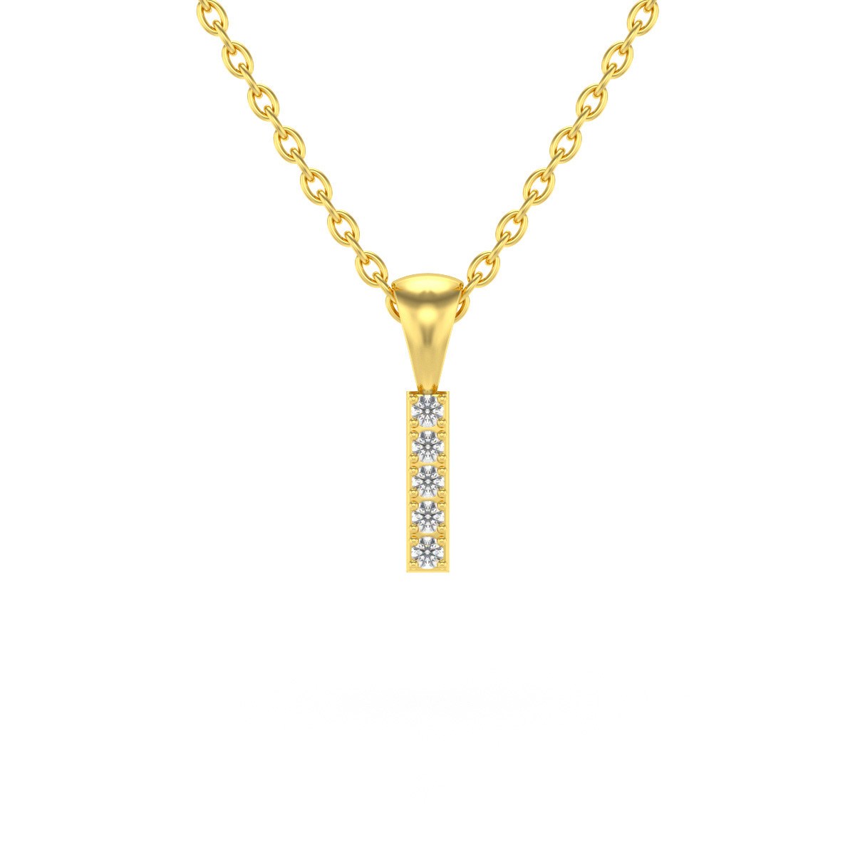 Collier Pendentif ADEN Lettre I Or 750 Jaune Diamant Chaine Or 750 incluse 0.72grs