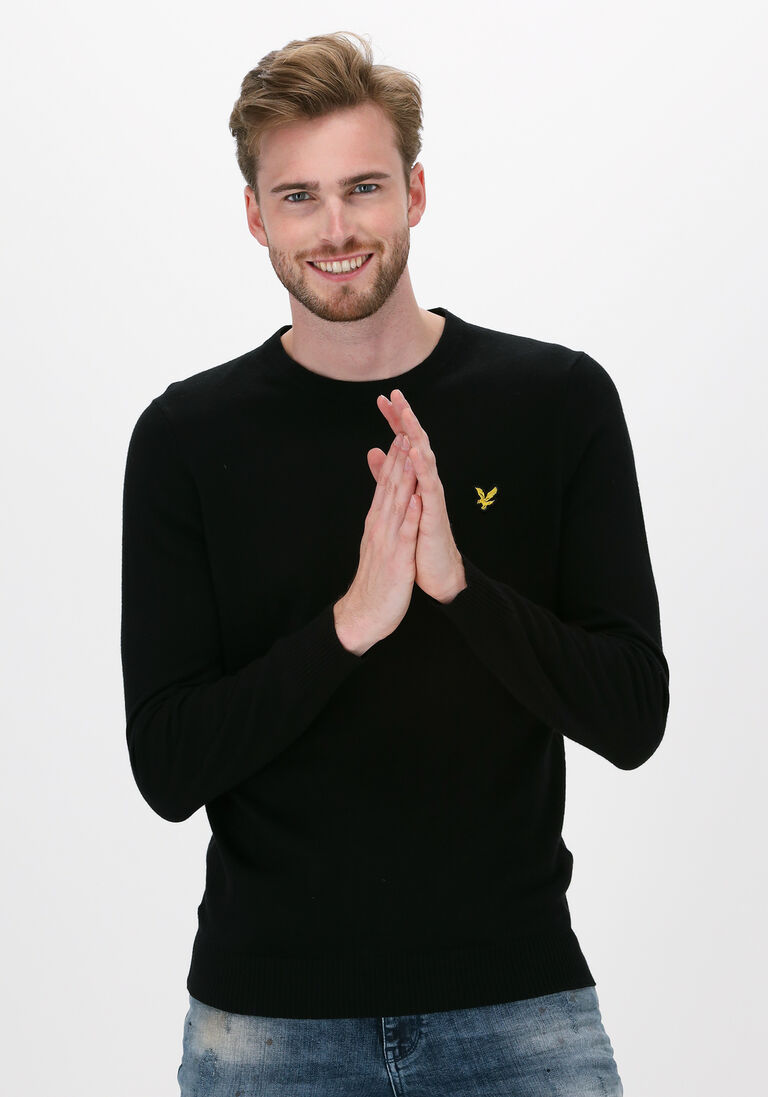 LYLE & SCOTT zwarte lyle & scott trui crew neck cotton merino jumper