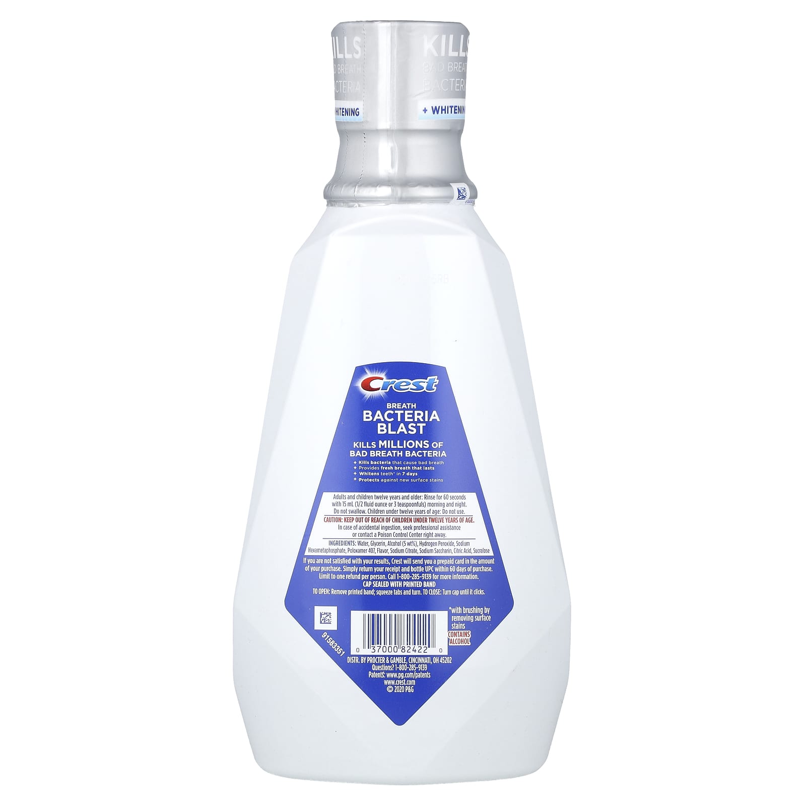 Crest, Multi-Care Whitening Mondspoeling, Breath Bacteria Blast, Icy Cool Mint, 946 ml