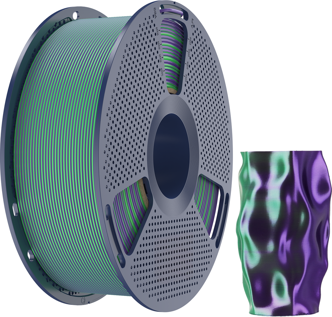 SUNLU  Silk PLA+ Dual Color Green Purple, 1,75 mm / 1000 g    Zweifärbiges PLA Material mit glänzendem Finish