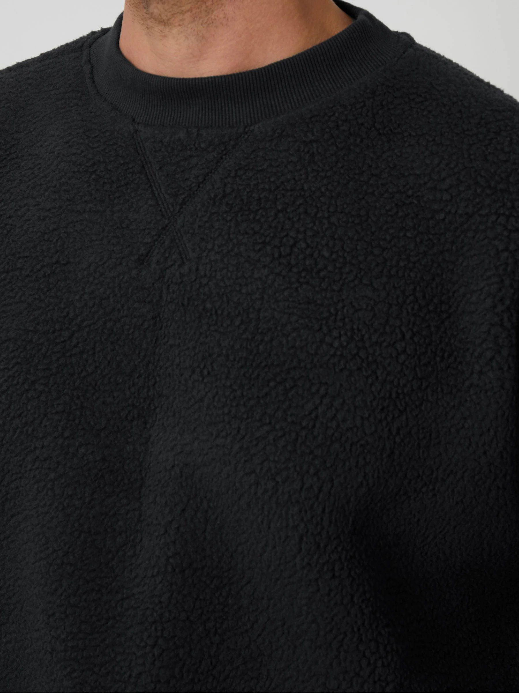 Zwart - Ronde hals - Threadbare Relaxed Fit Borg Sweatshirt