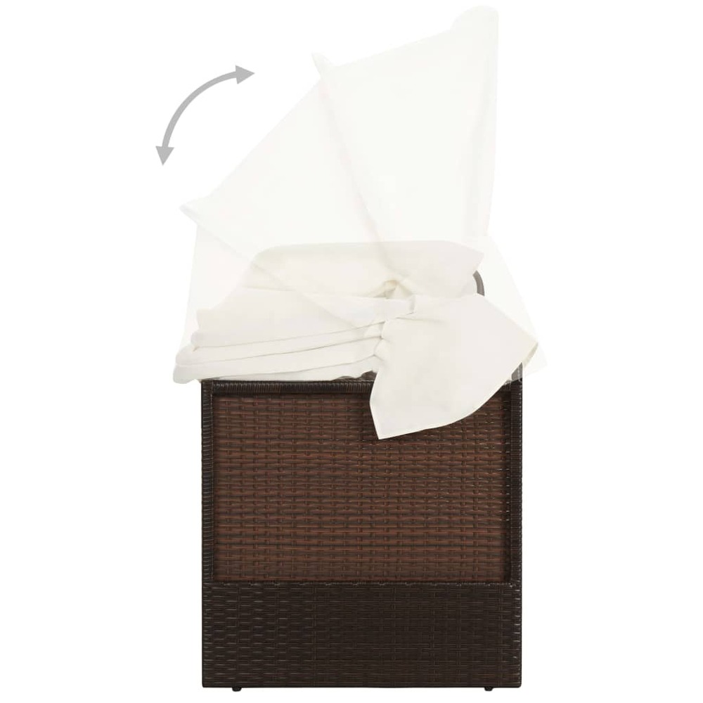 Transat chaise longue bain de soleil lit de jardin terrasse meuble d'extérieur avec auvent résine tressée marron