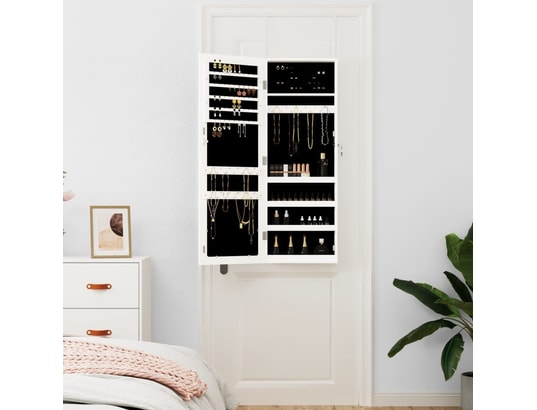 VIDAXL - Armoire à bijoux avec miroir murale blanc 37,5x10x106 cm