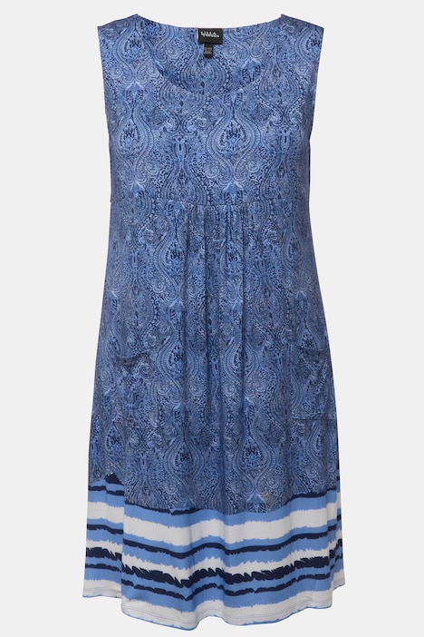 Jersey-Minikleid, Paisley, A-Linie, Rundhals, ärmellos