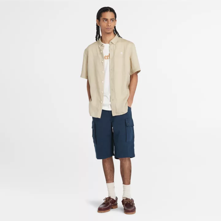 Short cargo en sergé pour homme en bleu marine