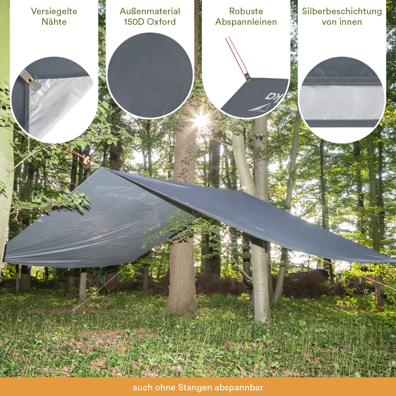 Skandika 3 x 3 meter schaduwdoek met telescopische palen