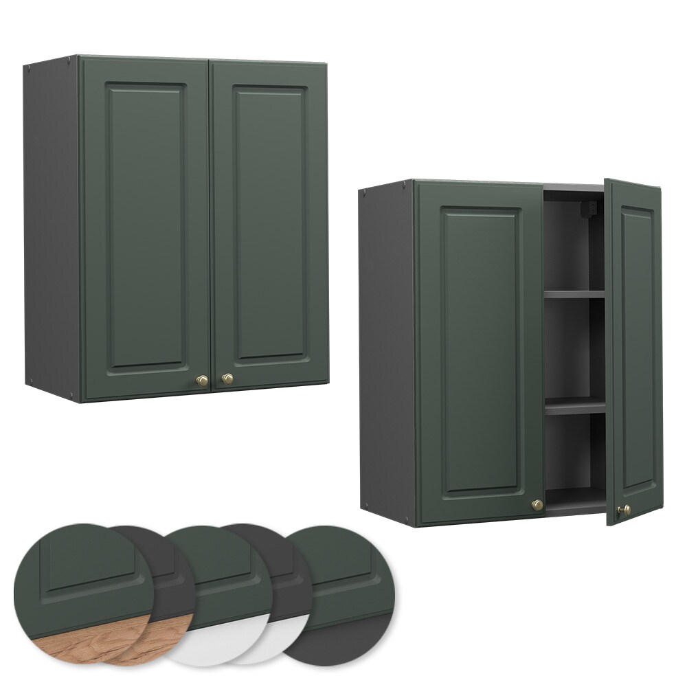 Vicco Hängeschrank Küchenschrank Küchenmöbel Fame-Line Anthrazit Grün-Gold Landhaus 60 cm Küche Einbauküche Hängeschrank Drehtür Einlegeboden Küchenzeile