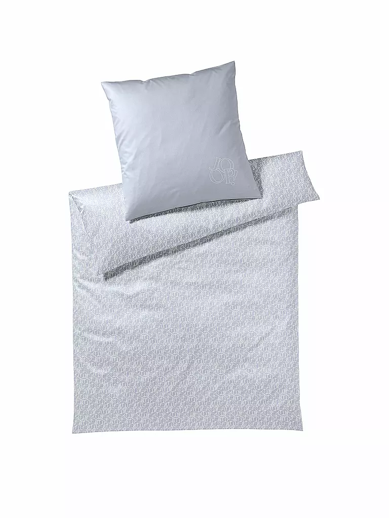 JOOP Satin Bettwäsche Statement 2x 70x90cm / 200x200cm Cloud / Hellblau blau
