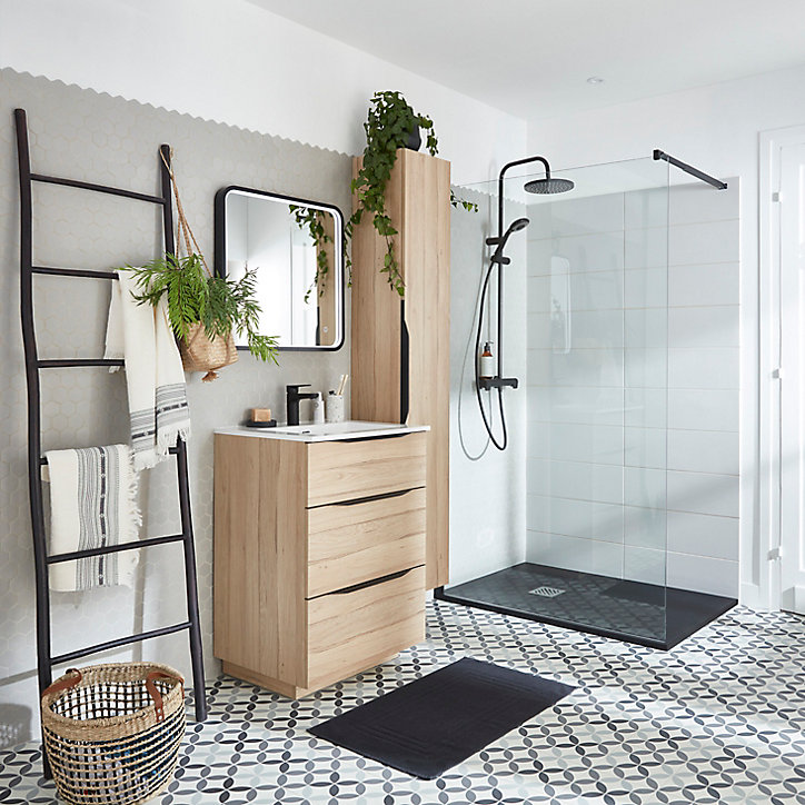 Miroir de salle de bains lumineux LED noir 60 x 60 cm, MPGlass Lyon Chic