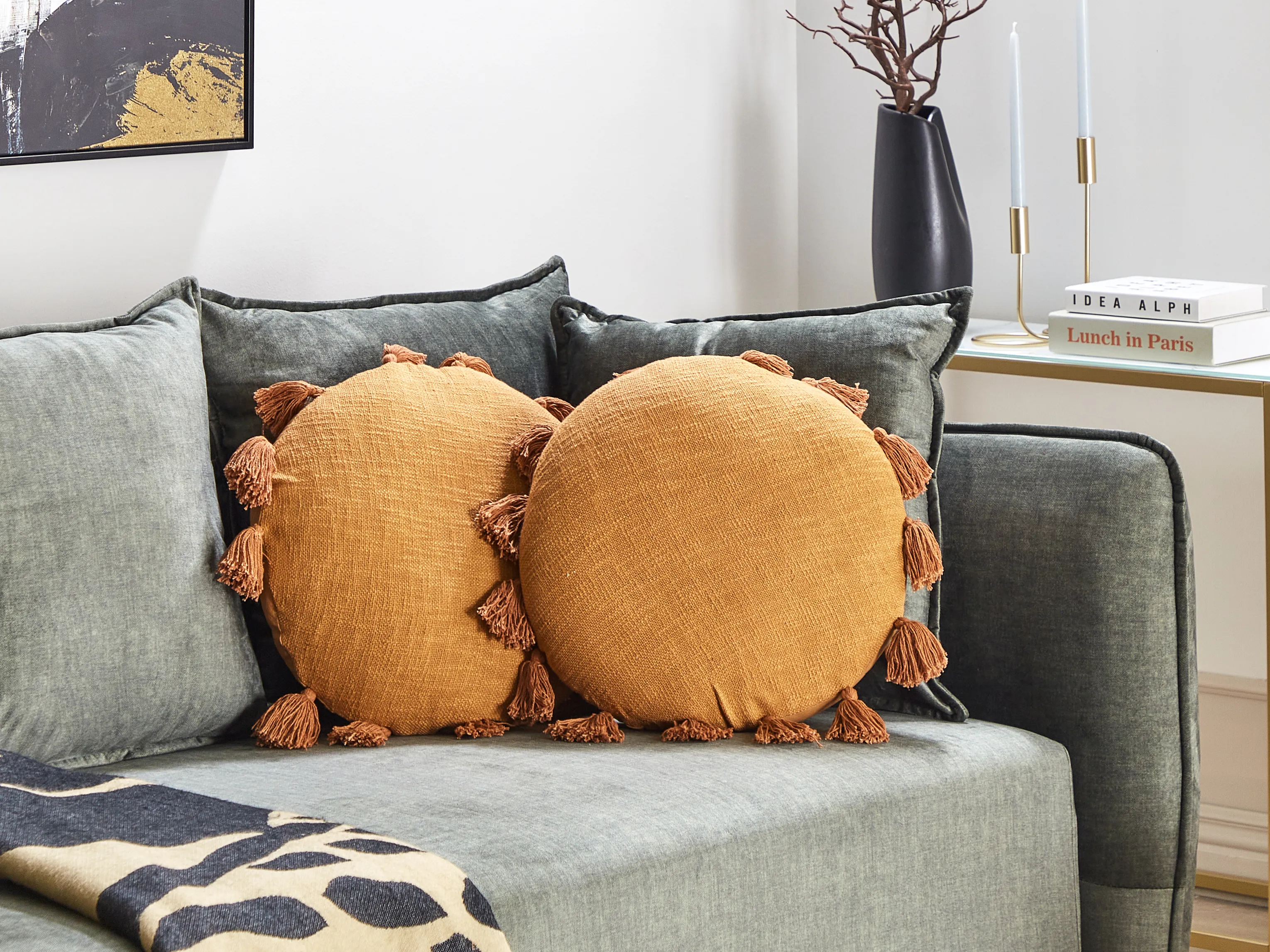 Set van 2 sierkussens MADIA Katoen 45 x 45 cm Oranje effen