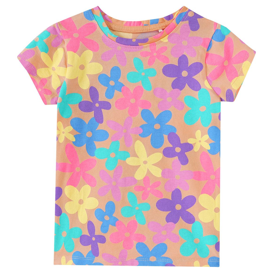 Topolino Mädchen T-Shirt mit bunten Blumen hellorange / bunt