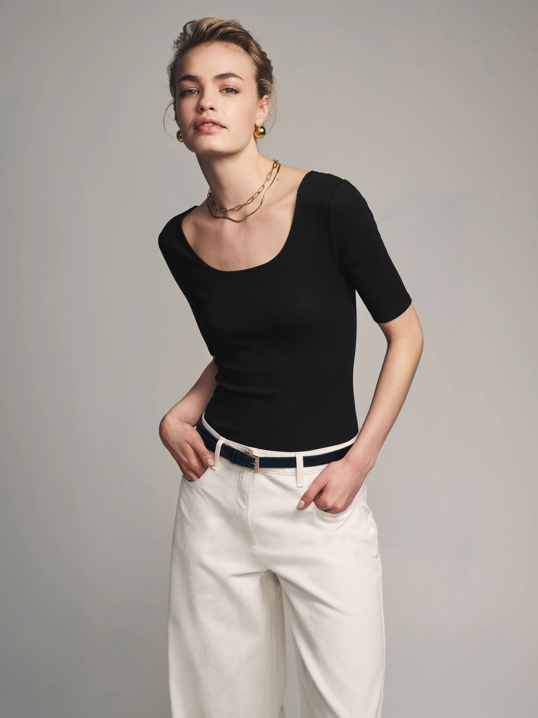 The Set 3 Pack Ribbed Scoop Neck Bodysuits