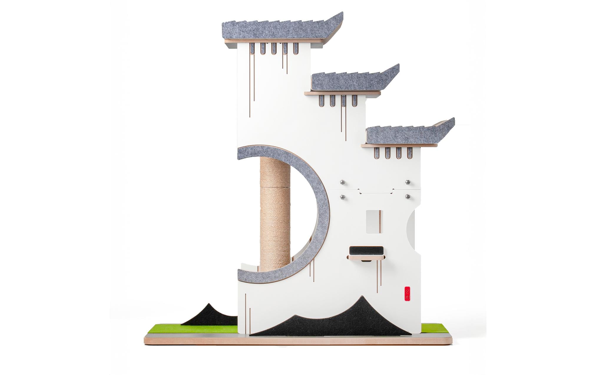 Design-Kratzmöbel Château Tatzberg Grau/Weiss<br>Stilvolles Kratzmöbel für Katzen mit Kletterturm