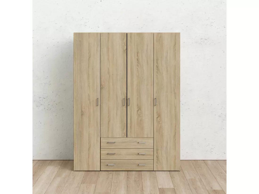 Grande Garde-robe Dseren, Meubles de chambre, Penderie de plain-pied, Placard à vêtements, 154x50 h200 cm, Chêne