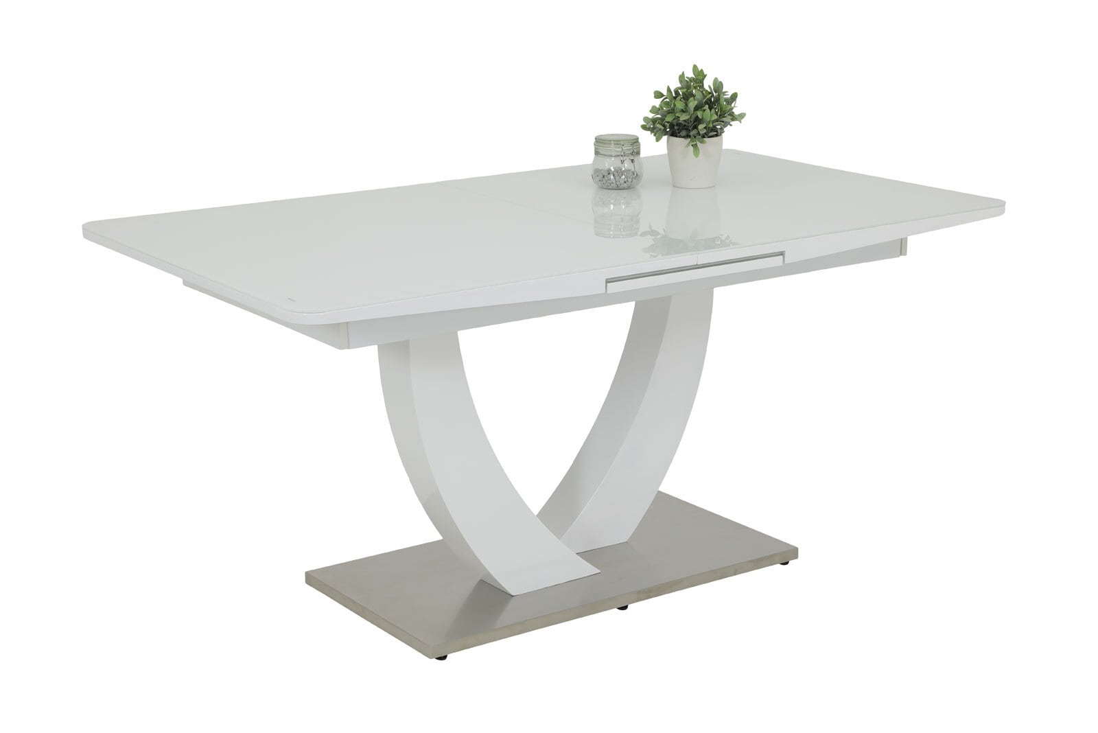 Tisch Maria Weiß/Edelstahl 160(200)x76x90
