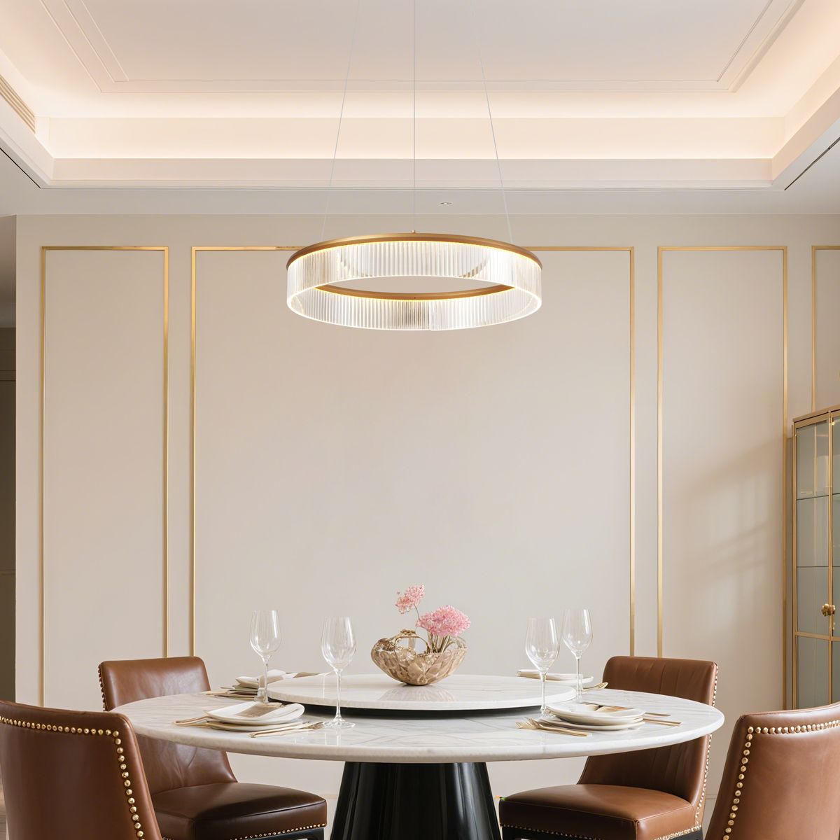 Moderne hanglamp messing 59cm incl. LED 3-staps dimbaar - Anello Chandelier