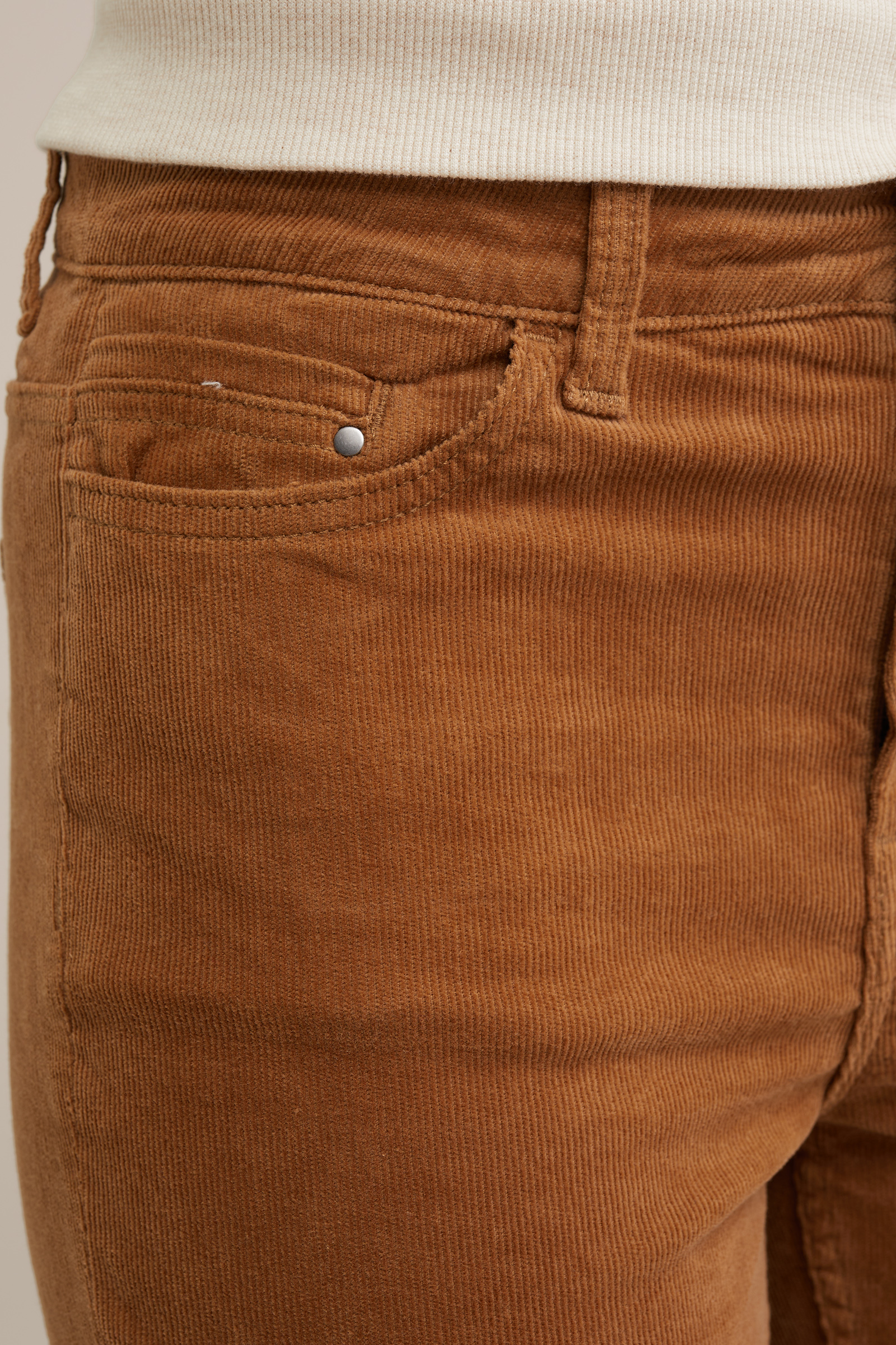 flared broek van corduroy WE Fashion Lichtbruin