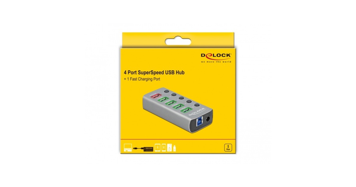 DeLOCK4-Port USB 3.2 Gen 1 usb-hub  (Grijs)