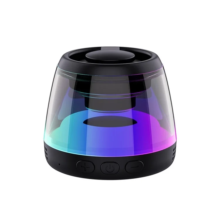 Portabler Magnetischer Wireless Bluetooth 5.3 Mini Lautsprecher mit RGB Beleuchtung / Handy Halterung - Schwarz