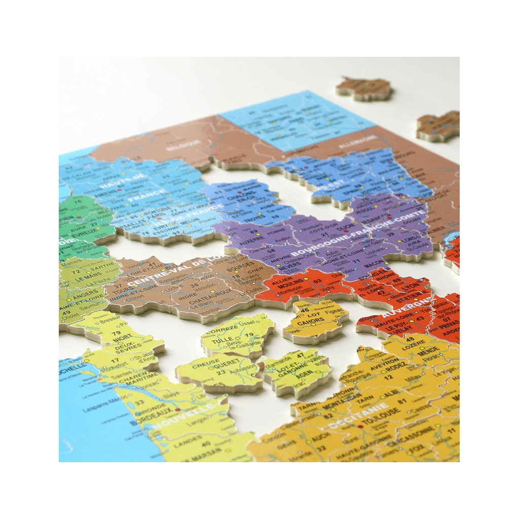 Puzzle Bois Fait Main - Carte de France des Départements