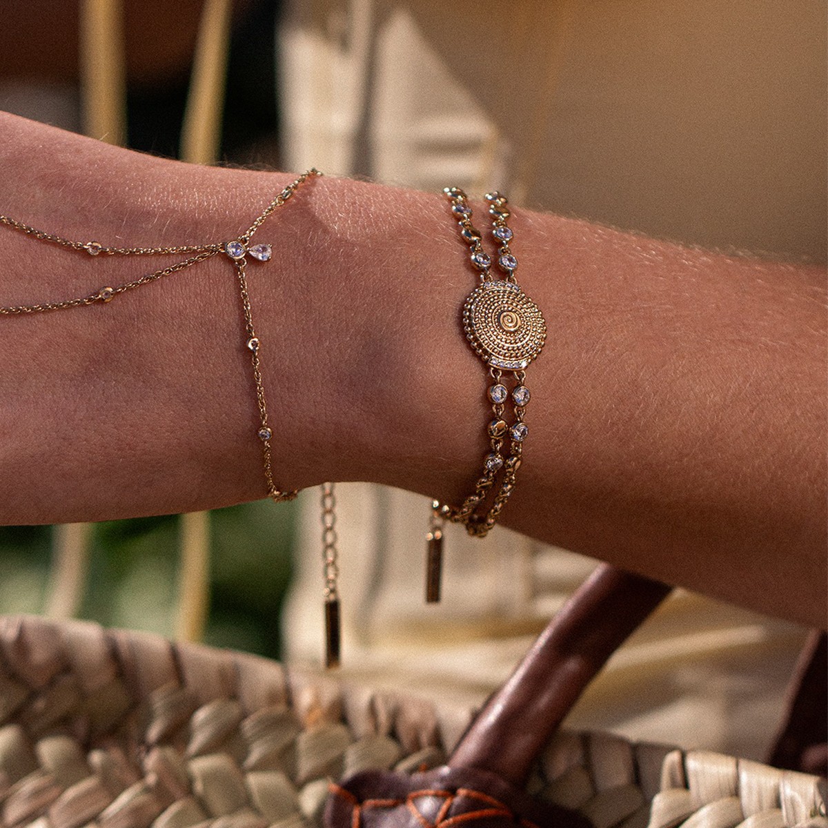 Bracelet - Soleil - Laiton doré or 1 micron