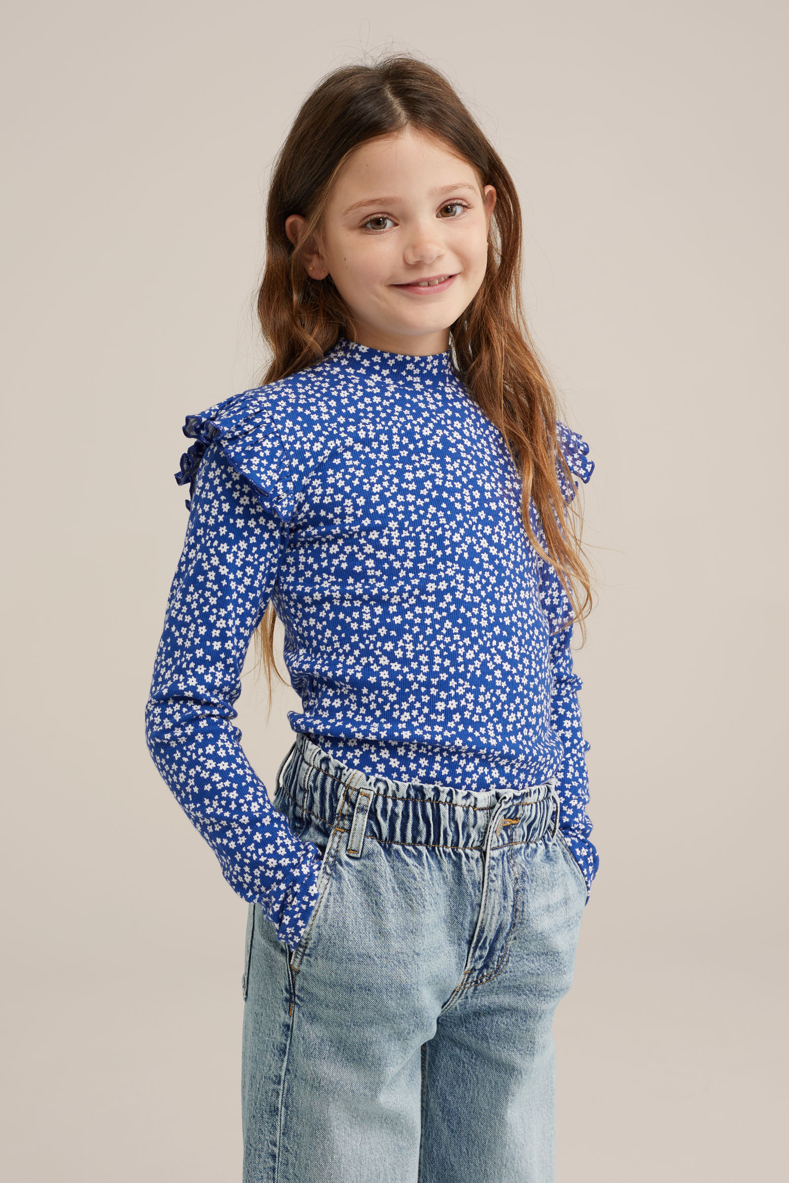 Meisjes T-shirt met dessin WE Fashion Blauw