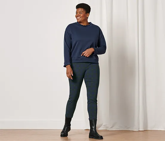 Stretchhose, grün-blau kariert