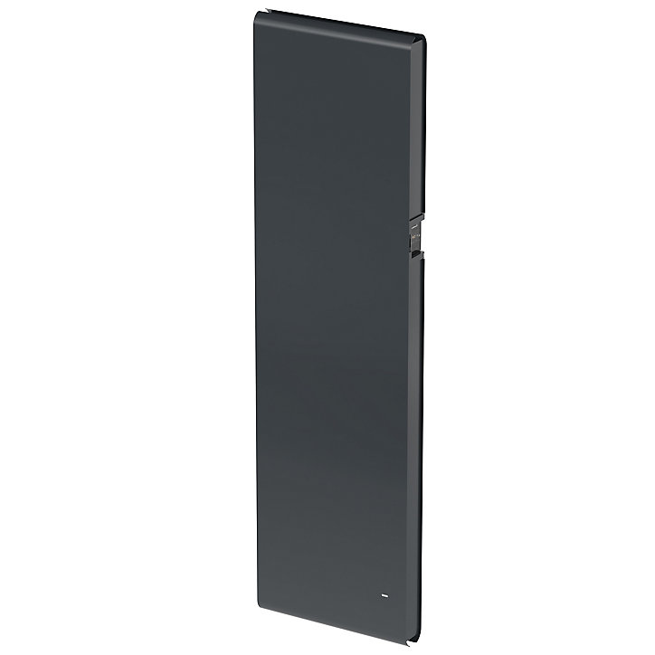 Radiateur connecté électrique à inertie fluide GoodHome Iriya anthracite 1500W vertical.