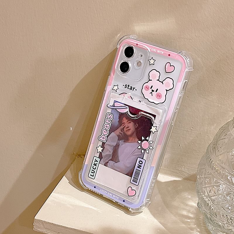 likamika - Transparant hoesje met beer-/konijnenprint - iPhone 16 Pro Max / 16 Pro / 16Plus / 16 / 15 Pro Max / 15 Pro / 15Plus / 15 / 14 Pro Max / 14 Pro / 14 Plus / 14 /13 Pro Max / 13 Pro / 13 / 13 mini / iPhone 12 Pro Max / 12 Pro / 12 / 12 mini