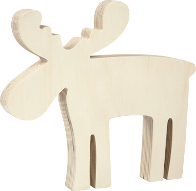 Elg Træfigur - Mal Selv - 15X14 CM - Tykkelse 16 MM - 1 Stk