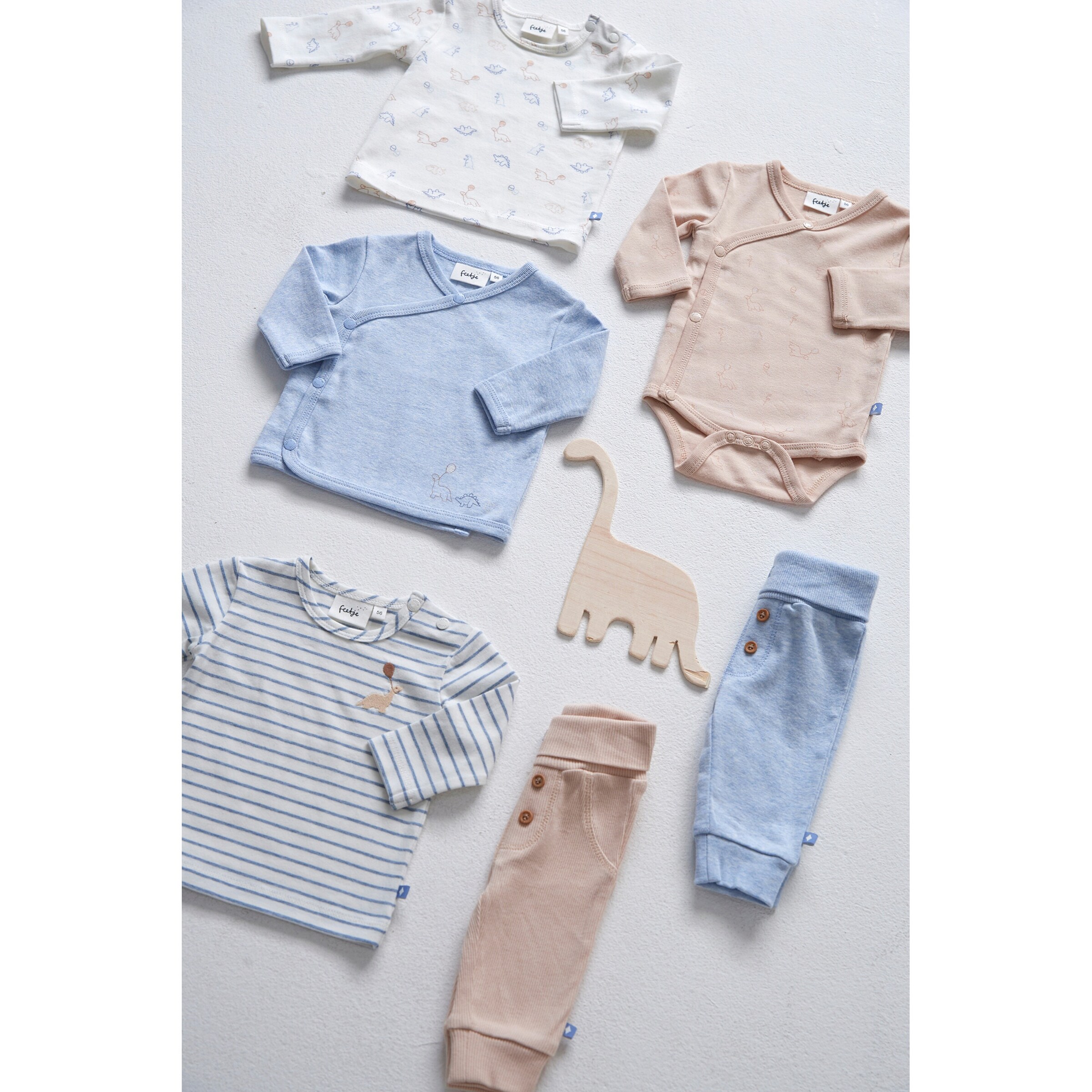 Feetje Wickelbody langarm Dinos beige