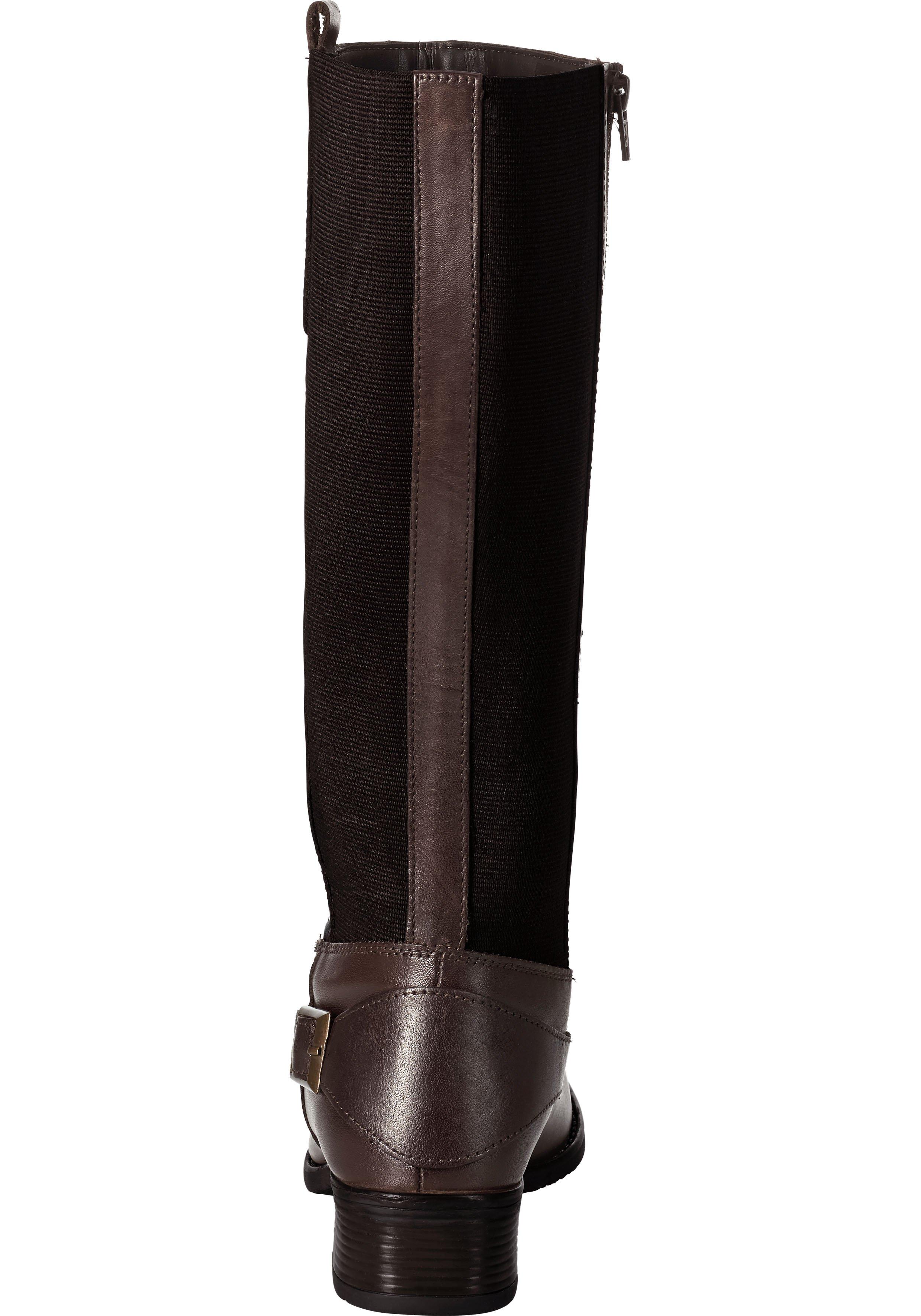 Weitschaftstiefel aus Leder mit Zierschnalle
