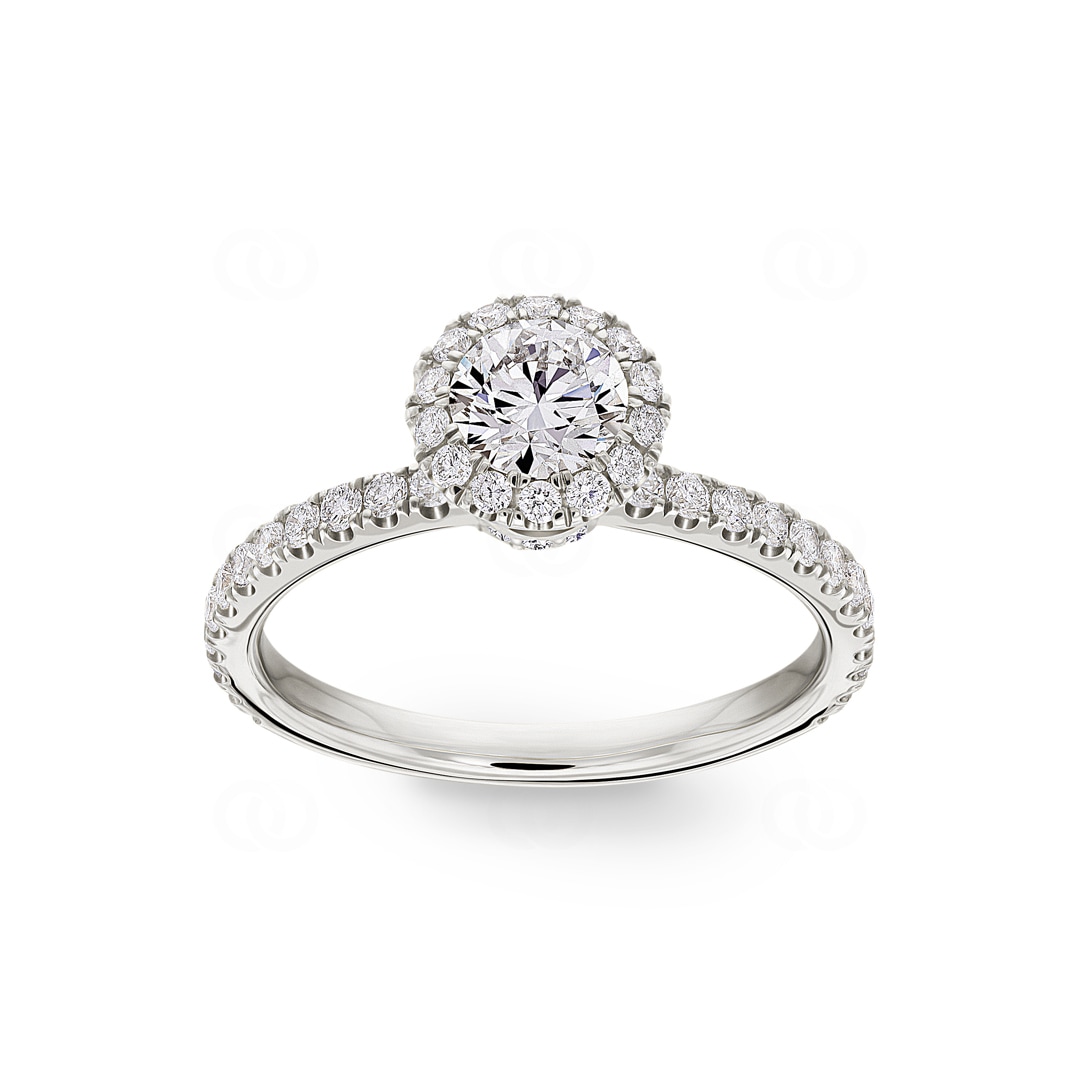 Halo Diamantring 750/18 K Weissgold 1.11 ct G/si