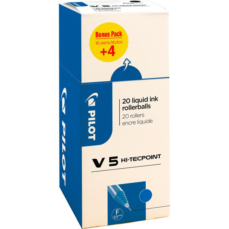 Pack de 16 stylos Pilot Hi-Tecpoint V5 + 4 offerts