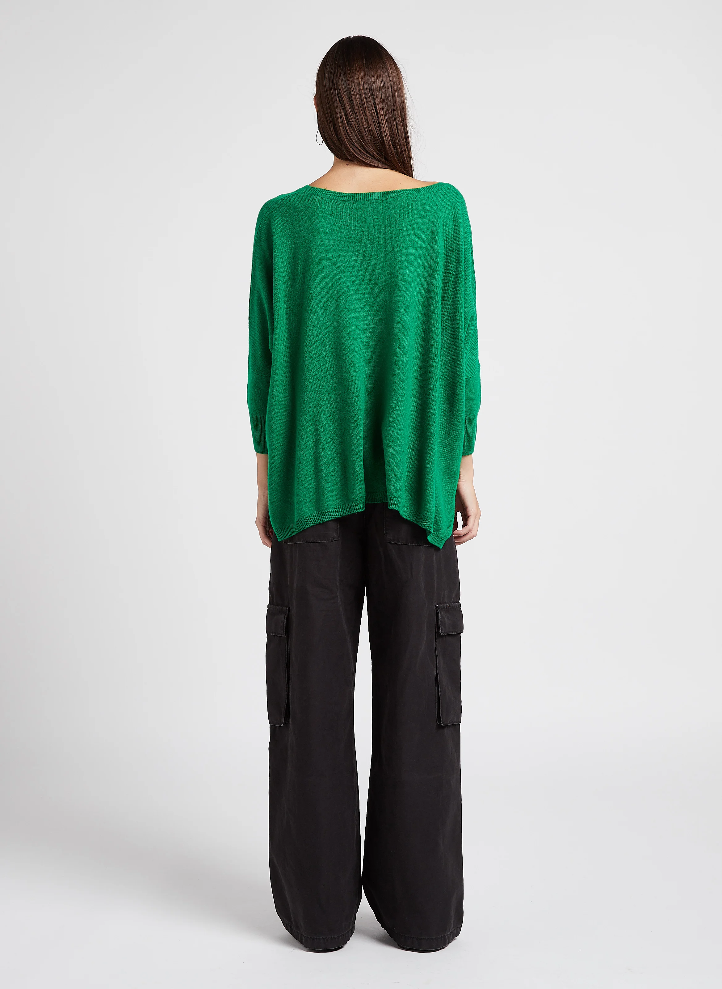 BAGGY CARGO - Pantalon large taille mi-haute en coton | Noir
