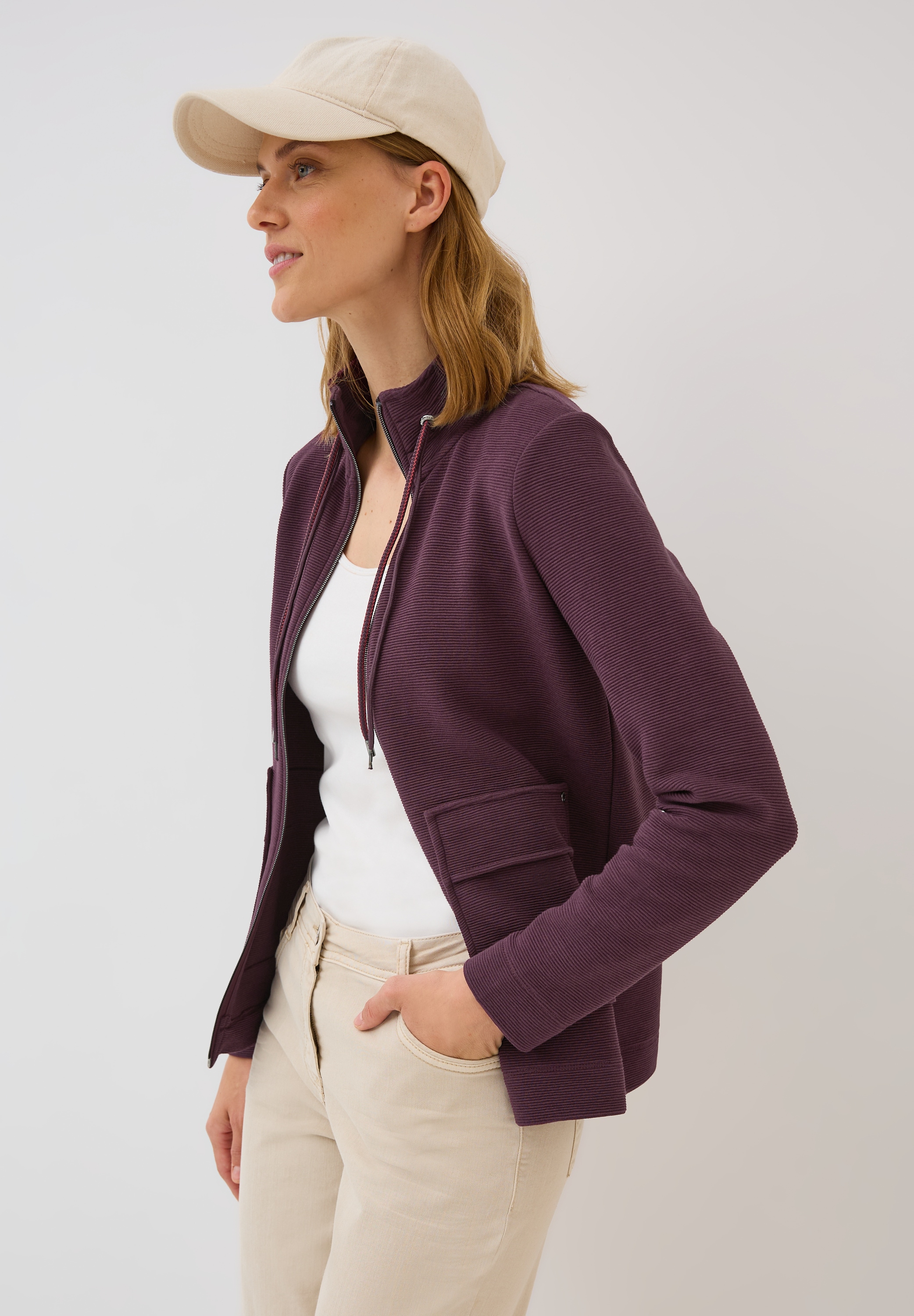 Cecil Sweatjacke , im Ottoman-Look und Stehkragen, Struktur-Optik